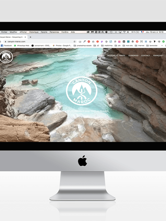 Site Canyon Maroc sur iMAC, page d'accueil, projet Canyon Maroc, sur le site de Maha NACIRI, webdesigneuse et intégratrice web-front, basée au Mans