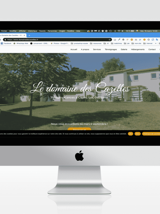 Création du site web pour Le Domaine des Cazelles, projet web fait par Maha NACIRI Com', webdesigner, webmaster à Saint-Lô dans la Manche.